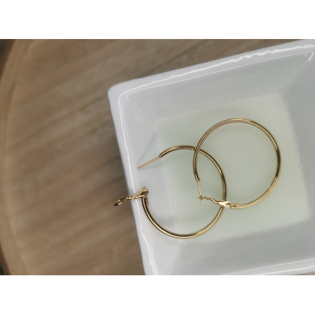 Boucles D'Oreilles Sandy créoles en acier inoxydable doré