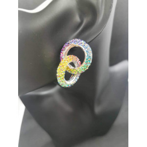 Boucles D'Oreilles Ayden multicolores avec deux anneaux en acier inoxydable
