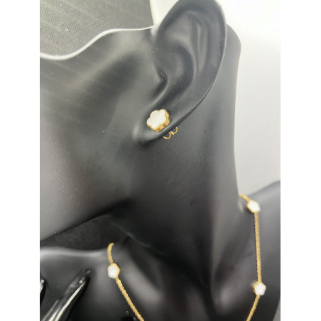 Parure Celeste trèfles en acier inoxydable