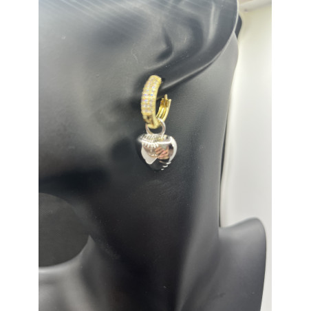 Boucles D'Oreilles Amour avec coeur en acier inoxydable.