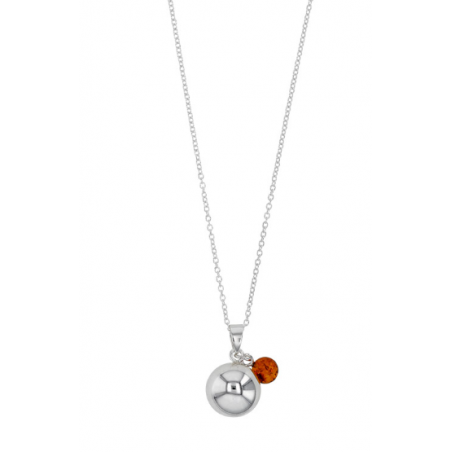Bola de grossesse laiton argenté avec charme ambre cognac