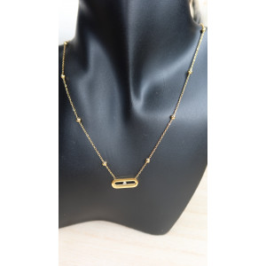 Collier chance style simple avec zirconium en acier inoxydable doré