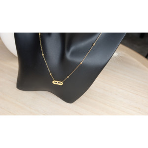 Collier chance style simple avec zirconium en acier inoxydable doré