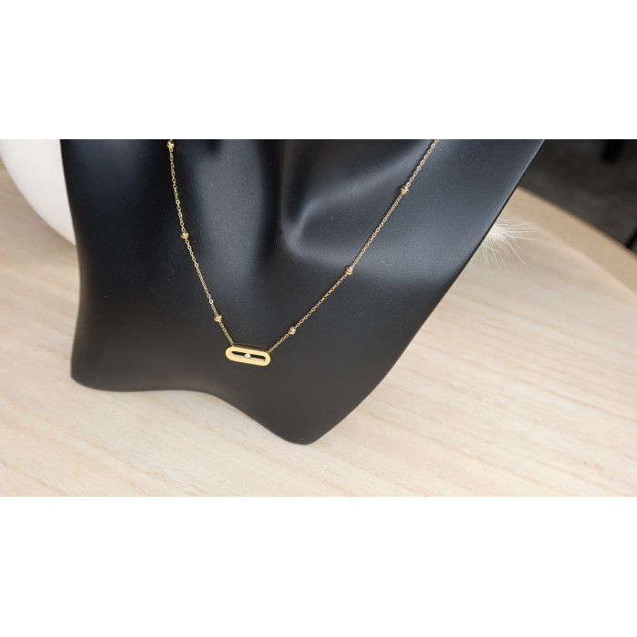 Collier chance style simple avec zirconium en acier inoxydable doré