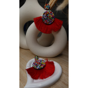 Boucles D'Oreilles Cruzy avec pompon de plusieurs couleurs