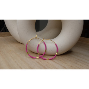 Boucles D'Oreilles Alya créoles avec perles de couleurs en acier inoxydable doré .