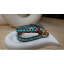 Bracelet Grady avec perle turquoise te cordon marron
