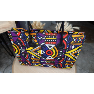 Sac à mains Mariama fabrication artisanal cuir et tissus