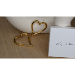 Boucles D'Oreilles Brune en forme de coeur en acier inoxydable