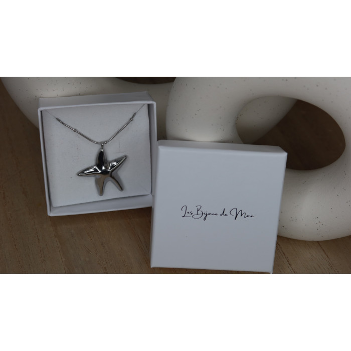 Collier Mer  en forme d'étoile silver en acier inoxydable .
