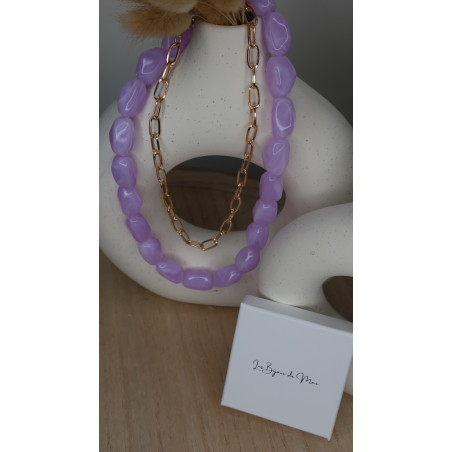Collier Prestige avec perles de couleurs