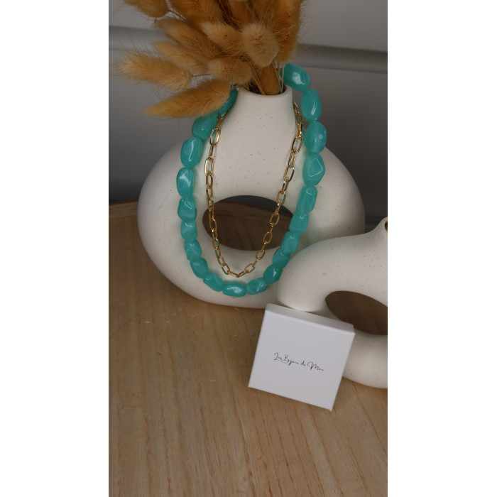 Collier Prestige avec perles de couleurs