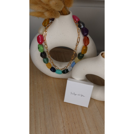 Collier Prestige avec perles de couleurs