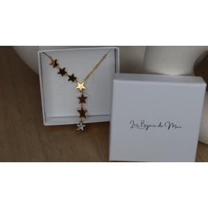 Collier Beata avec descente d'étoile dont le dernier avec zirconium en acier inoxydable doré