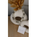 Collier Soirée avec perles de fantaisie blanche et argenté