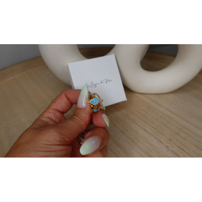 Bague Chaïma réglable avec oeil en acier inoxydable doré