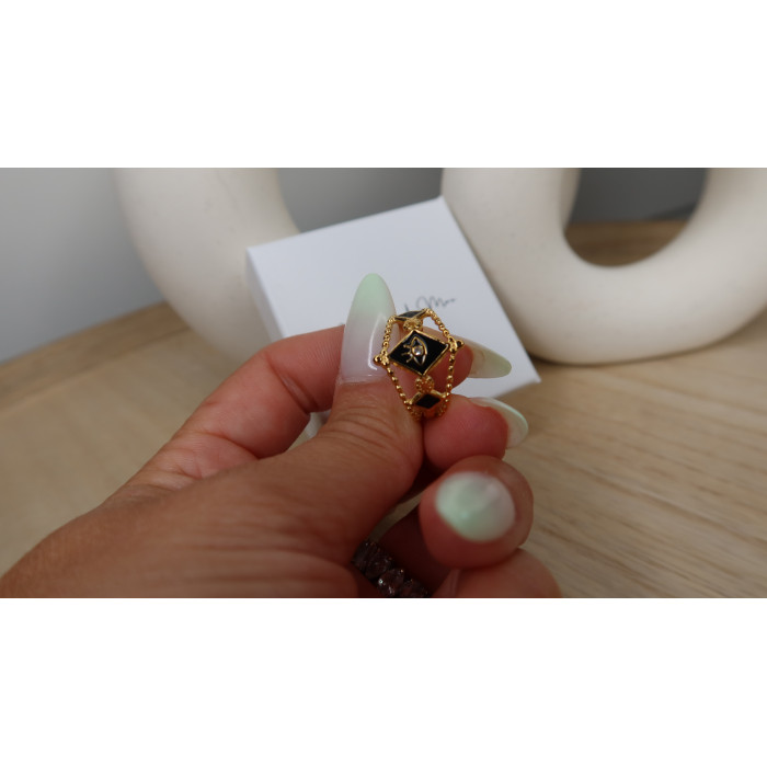 Bague Chaïma réglable avec oeil en acier inoxydable doré