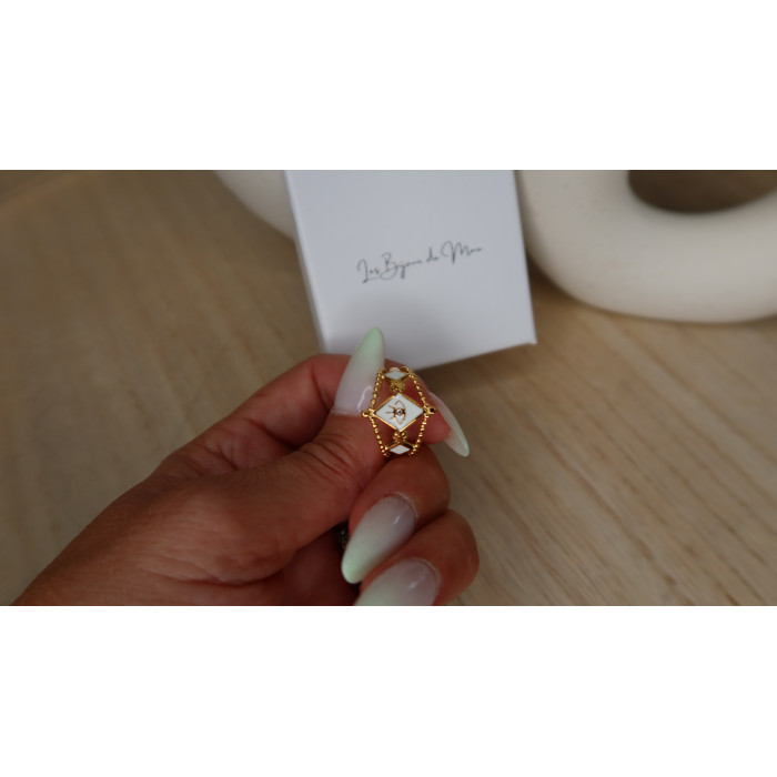 Bague Chaïma réglable avec oeil en acier inoxydable doré