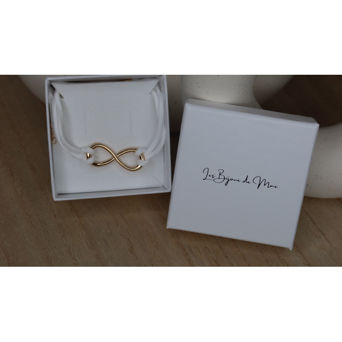Bracelet Castille  en daim et signe de l'infinie en acier inoxydable doré
