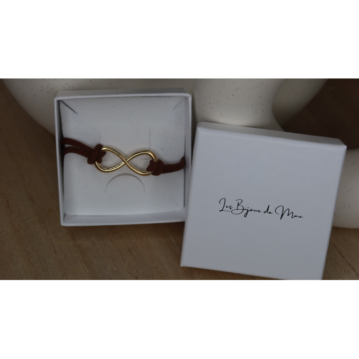Bracelet Castille  en daim et signe de l'infinie en acier inoxydable doré
