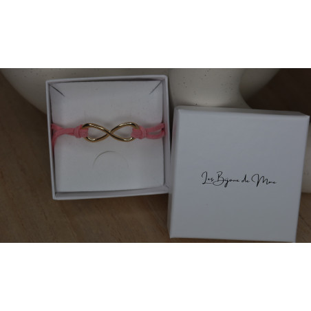 Bracelet Castille  en daim et signe de l'infinie en acier inoxydable doré