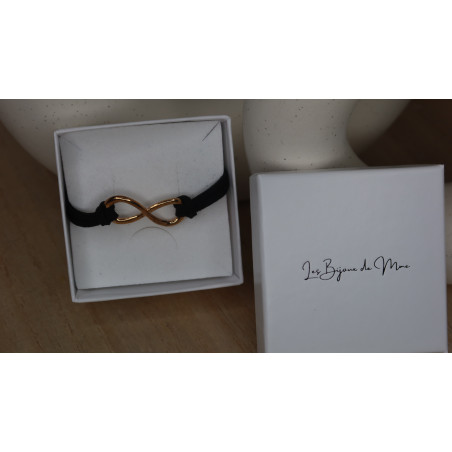 Bracelet Castille  en daim et signe de l'infinie en acier inoxydable doré
