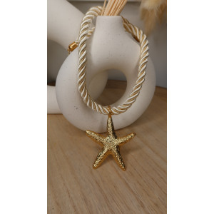 Collier Cynda avec cordon irisé en acier inoxydable doré