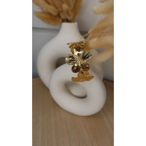 Bracelet Cylia avec grosse fleurs en acier inoxydable doré