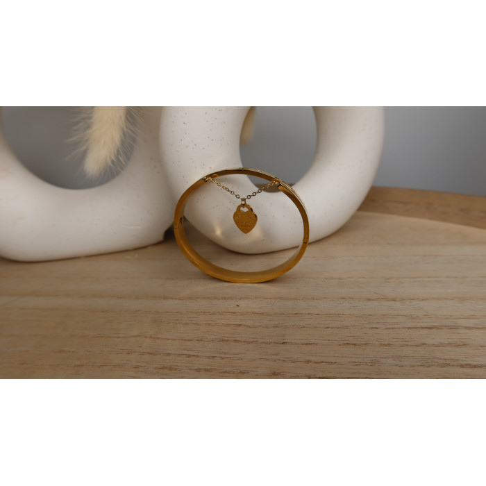 Bracelet Cham avec une chainette et un coeur en acier inoxydable doré ou argenté