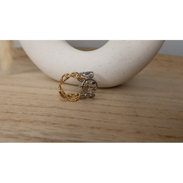Bague Smyle en acier inoxydable doré ou silver réglable