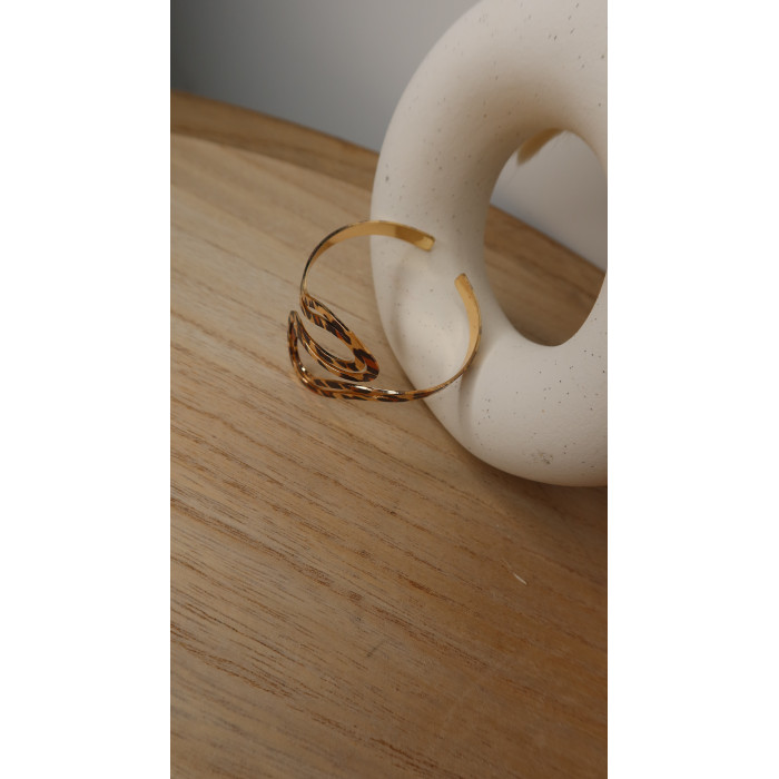 Bracelet Chayane de forme géométrique en métal doré