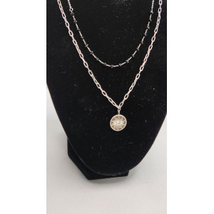 Collier double rangs silver