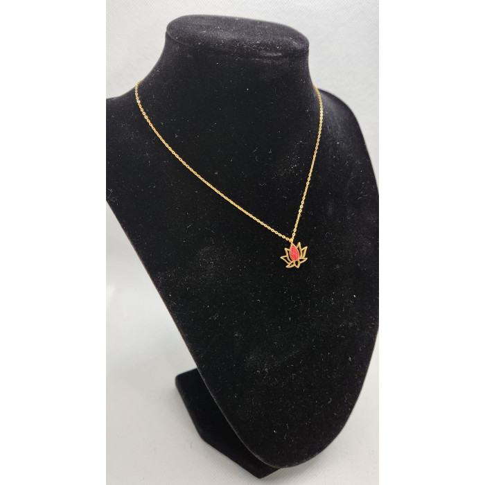 Collier fleur de lotus rouge - Les bijoux de Madame
