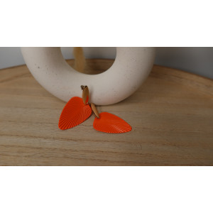 Boucles D'Oreilles Christina en métal et acier inoxydable doré et orangé