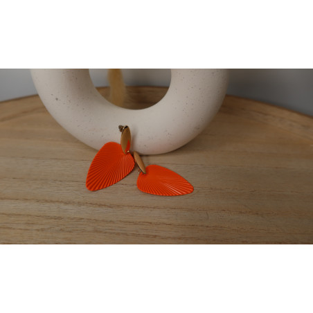 Boucles D'Oreilles Christina en métal et acier inoxydable doré et orangé
