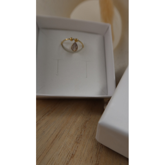 Bague Jody superbe bague avec goutte d'eau en zirconium pendante en acier inoxydable réglable idéal pour les soirées et les doig