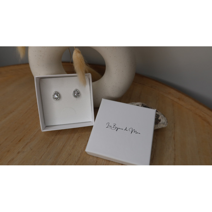 Boucles D'Oreilles Lisie petite puce gouttes avec zirconium en acier inoxydable idéal pour des soirée cocktail ou autres.