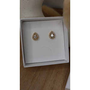 Boucles D'Oreilles Lisie petite puce gouttes avec zirconium en acier inoxydable idéal pour des soirée cocktail ou autres.