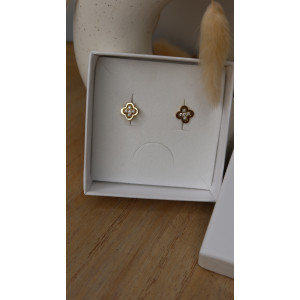Boucles d'Oreilles Elycia  indémodable trèfle avec des zirconium en forme de petite puce 316L