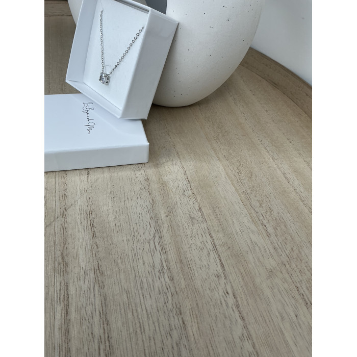 Collier Solitaire avec un zirconium blanc en acier inoxydable silver