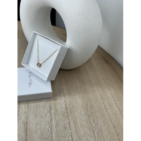 Collier Solitaire avec un zirconium blanc en acier inoxydable silver