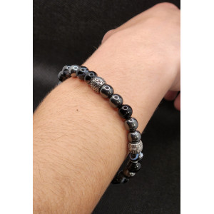 Bracelet homme pierre noire - Les Bijoux de Madame