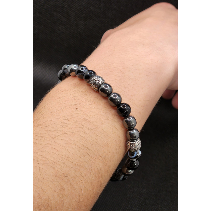 Bracelet homme pierre noire - Les Bijoux de Madame