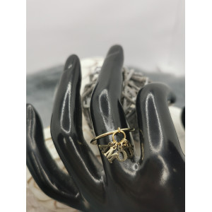 bague Loussine avec pampille amour en acier inoxydable doré réglable.