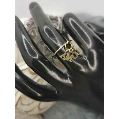 bague Loussine avec pampille amour en acier inoxydable doré réglable.