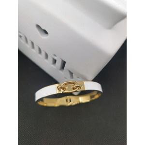 Bracelet Keona avec attache en acier inoxydable blanc et doré