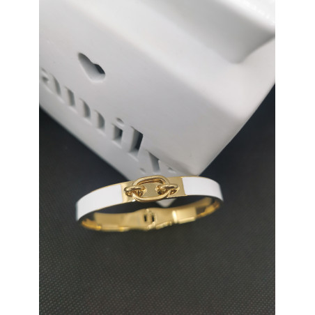 Bracelet Keona avec attache en acier inoxydable blanc et doré