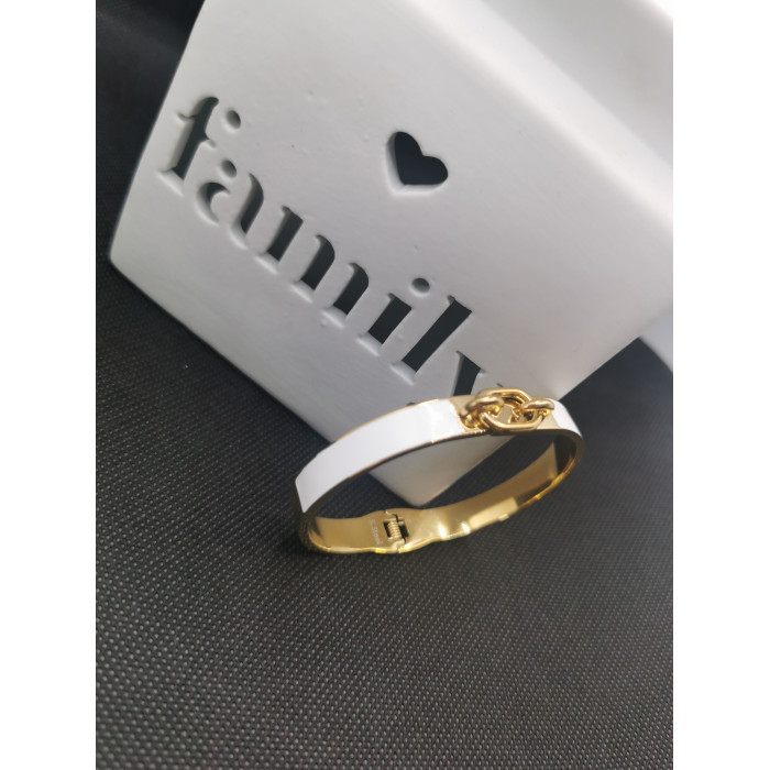 Bracelet Keona avec attache en acier inoxydable blanc et doré