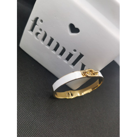 Bracelet Keona avec attache en acier inoxydable blanc et doré