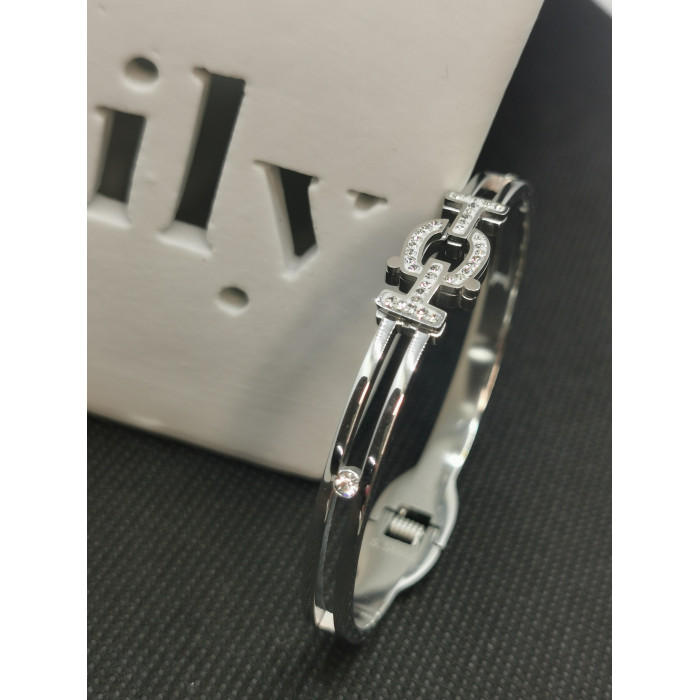 Bracelet Lilo boucle de ceinture avec strass en acier inoxydable silver